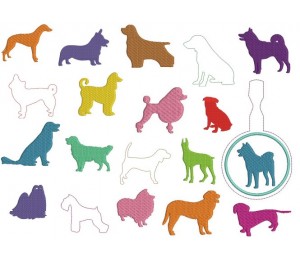 Stickserie - Hunde Silhouette mit Anhänger